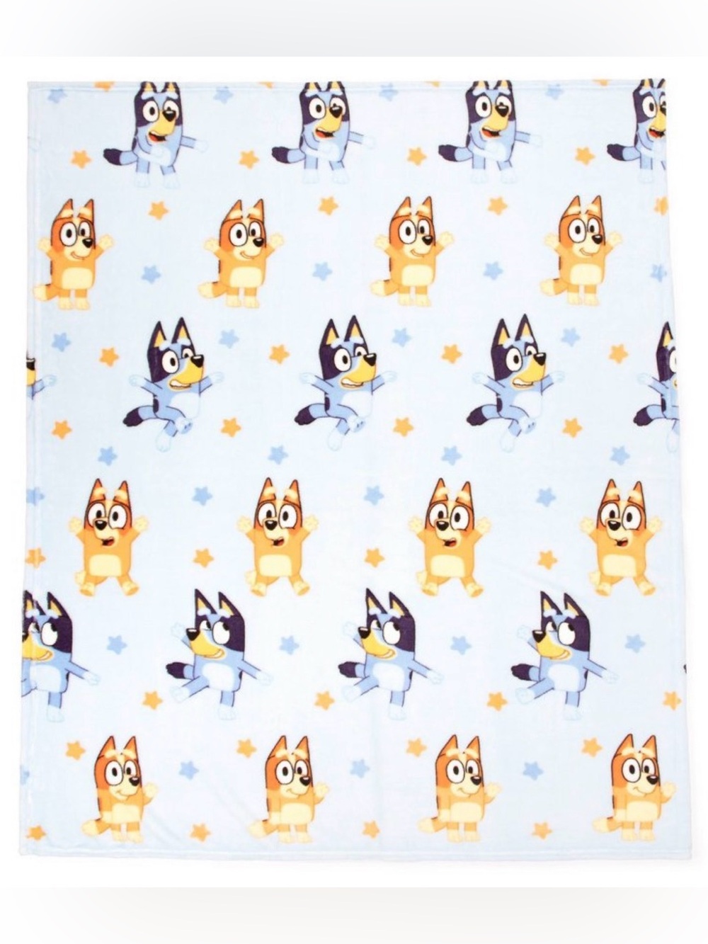 Bluey Baby Blanket with Character Print - Light Blue